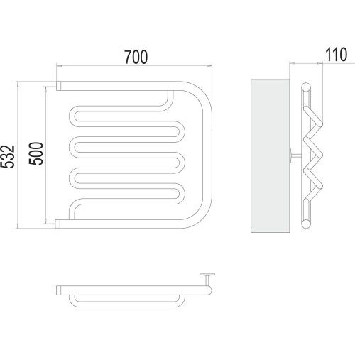 Полотенцесушитель Terminus 4620768880995 70х53 водяной хром - фото 3