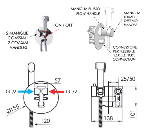 Гигиенический душ со смесителем Daniel ST206424DCDP золото брашированное - фото 2