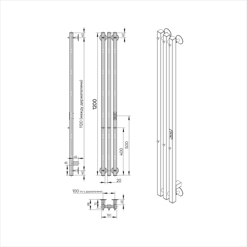 Полотенцесушитель Indigo Style PRO LSPRE120-13BRRt 13х120 электрический черный муар - фото 5