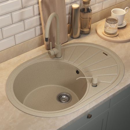 Кухонная мойка Uperwood Quartz Premium UPD-02 3910202105 75х50 цвет бежевый поверхность матовая
