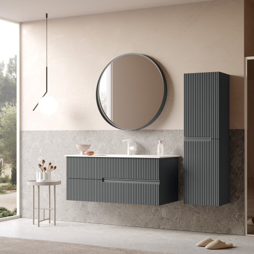 Шкаф-пенал Orka Moonlight 3001322 40х27х138 подвесной цвет антрацит матовый - фото 3