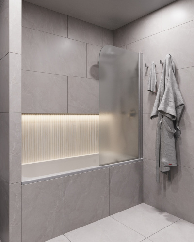 Шторка для ванны Timo T30 70х140 стекло матовое профиль хром матовый ориентация универсальная - фото 2