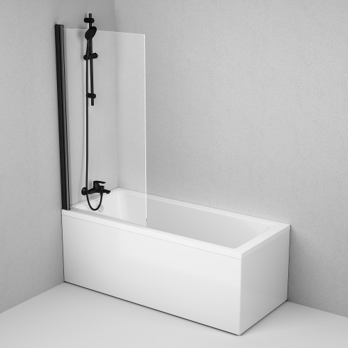 Душевая шторка на ванну Am.Pm Gem W90BS-D080-140BT 80х140 стекло прозрачное профиль черный матовый ориентация универсальная - фото 3