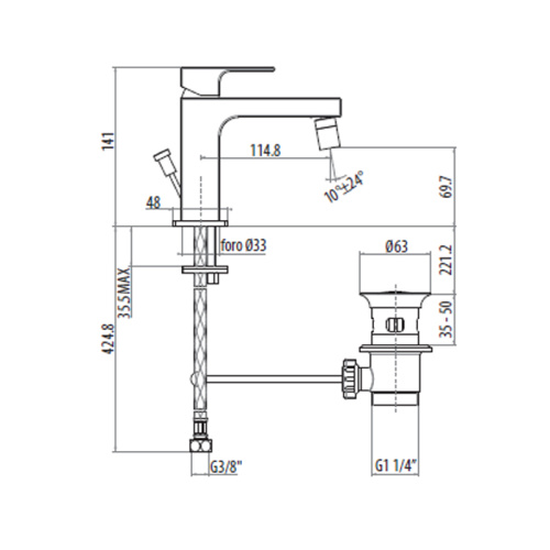 Смеситель Gattoni Kubik 2563/25C0 на биде хром - фото 2