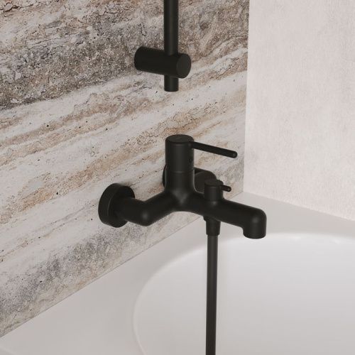 Смеситель для ванны и душа IDDIS Aiger AIGBL00i02WA настенный черный матовый - фото 3