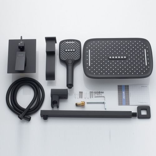 Душевая система Shevanik S4035H встраиваемая в стену цвет черный - фото 4