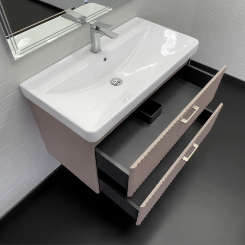 Тумба с раковиной Comforty Ангара 00-00021036CF 91х48х59 подвесная цвет дуб латте - фото 5