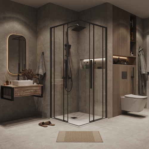 Душевая дверь Grossman Galaxy 1/2.K33.01.11.21.00 110х195 стекло прозрачное профиль черный матовый - фото 4