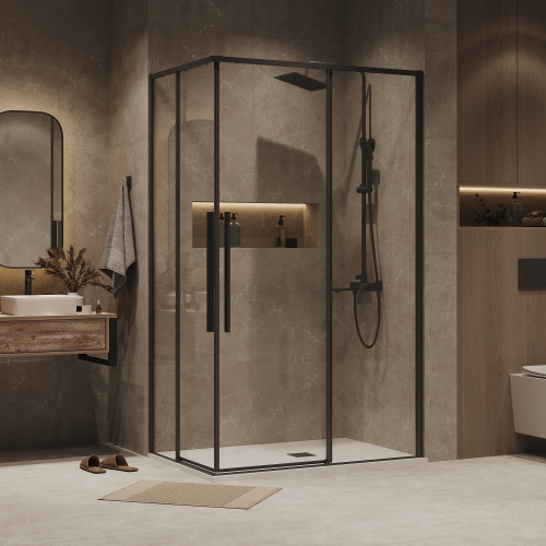 Душевой уголок Grossman Galaxy 300.K33.01.9070.21.00 90х70 стекло прозрачное профиль черный матовый без поддона - фото 3