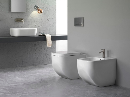 Чаша унитаза приставная Hatria NEXT Y3AY01 цвет белый без сиденья безободковая душевой смыв - фото 2