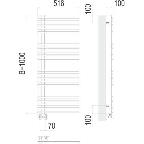 Полотенцесушитель Terminus 4670078530493 52х100 водяной хром - фото 3