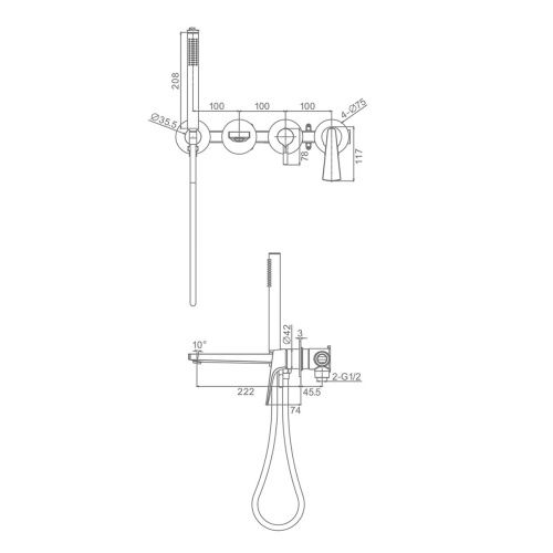 Смеситель для ванны и душа Raglo R07 R07.32 встраиваемый в стену хром - фото 2