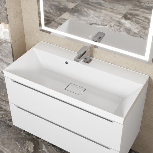 Раковина из литьевого мрамора Uperwood Classic New 291021026 90х45 полувстраиваемая цвет белый - фото 2