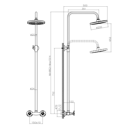 Душевая стойка Rossinka Q Q02-44 настенная цвет хром - фото 2