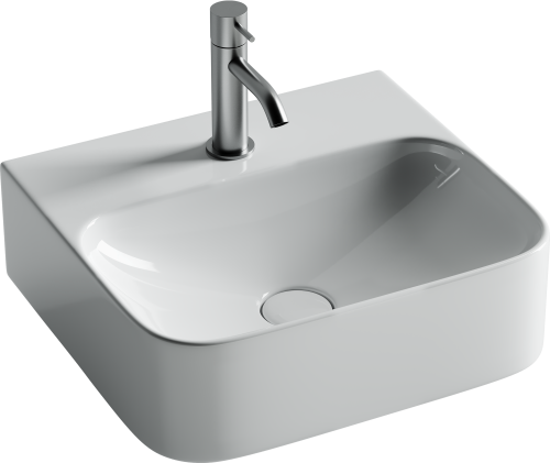 Раковина из сантехнического фарфора Ceramica Nova AURA CN2005 43х39 подвесная цвет белый 1 отверстие под смеситель - фото 2