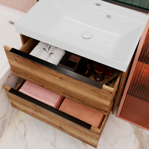 Тумба с раковиной La Fenice TESORO NFNC-01-TES-DKK-100-2-3-100 101х63х47 подвесная цвет коричневый - фото 2