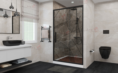 Душевая дверь AvaCan FB120 140х195 стекло тонированное профиль черный - фото 3