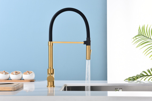 Смеситель для кухни Paulmark HALT Ha214021-BG на раковину брашированное золото - фото 4