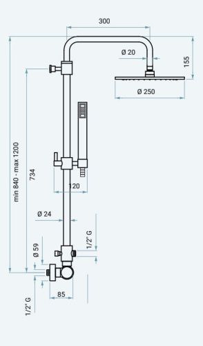 Душевая стойка Emmevi Filobrass 8500284/ORS настенная цвет золото - фото 2
