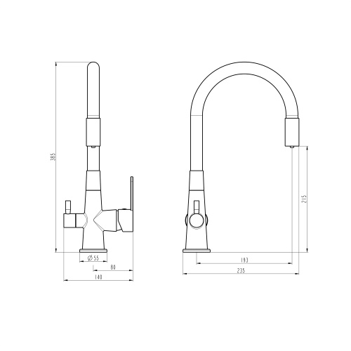 Смеситель для кухни Tokito AISAI TOK-AIS-1019 на раковину вороненая сталь - фото 4