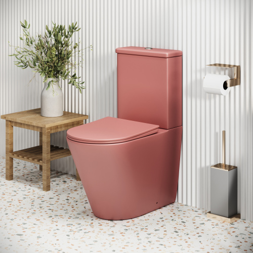 Унитаз напольный с бачком Grossman Color GR-4480PIMS розовый матовый с сиденьем безободковый каскадный смыв - фото 5