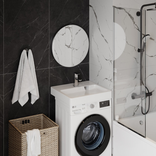 Раковина из литьевого мрамора Teymi Kati Pro T50422 59х55 подвесная цвет белый 1 отверстие под смеситель - фото 3