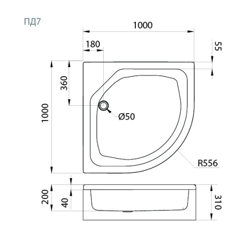 Душевой поддон Тритон Щ0000014634 100х100 акрил белый с каркасом - фото 4