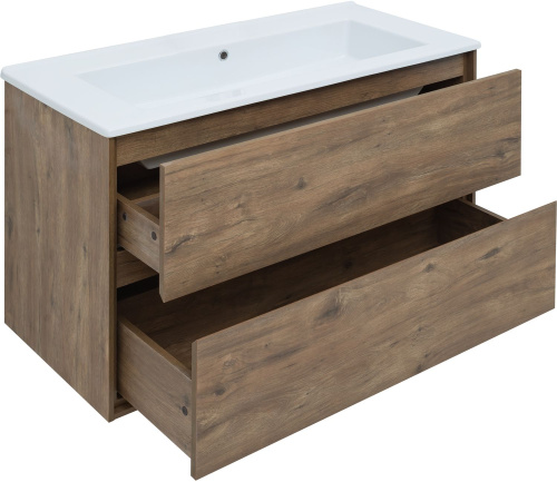 Тумба под раковину Aquanet Милан 00339971 106х46х66 подвесная цвет темное дерево - фото 3