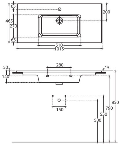 Раковина керамическая Allen Brau Fantasy 4.11027.20 102х47 полувстраиваемая цвет белый 1 отверстие под смеситель - фото 4