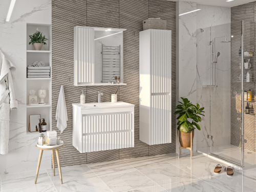 Шкаф-пенал Brevita Balaton BAL-05035-01-2П 35х34х163 подвесной цвет белый - фото 5