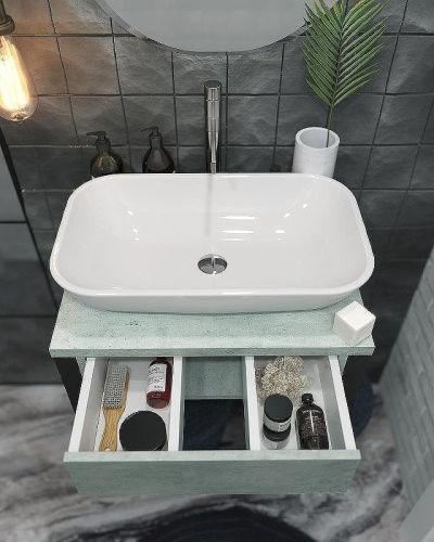 Тумба под раковину 1MarKa Grunge Loft Ц0000001582 60х50 подвесная цвет серый - фото 5