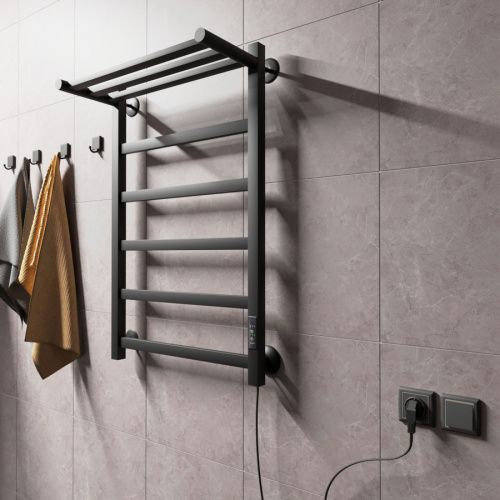 Полотенцесушитель Маргроид Вид 81-10 профильный 8110p-8050-1083-9005R 53х81 электрический черный матовый - фото 4