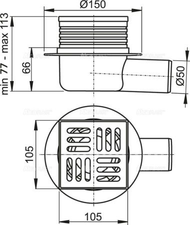 Душевой трап Alcadrain APV26 10х10 хром