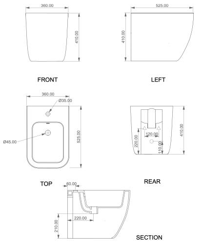Биде GSG Ceramic Design Brio BRBI01000 напольное - фото 2