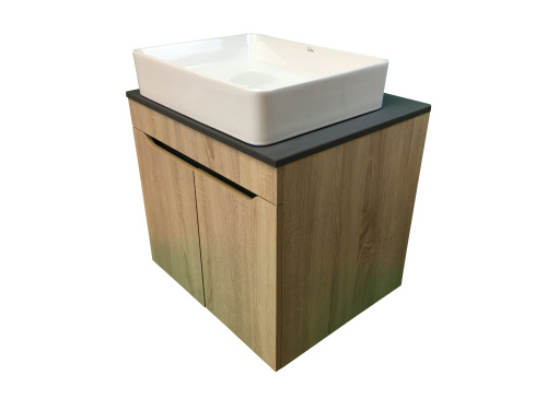 Тумба с раковиной Sintesi STL.W7023_SIN-LVB-APP-407 60х55х50 подвесная цвет темно-серый/коричневый/белый - фото 4