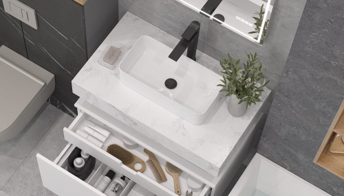 Столешница Velvex UNIT st.UNI.80-630 80х50х11 подвесная цвет белый мрамор - фото 5