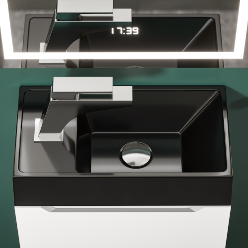 Раковина из литьевого мрамора Uperwood Classic New 2911021334 41х23 полувстраиваемая цвет черный глянцевый - фото 5