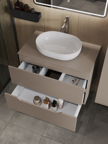 Тумба с раковиной Orange Line Li-80TuLMDF+B05-480W 81х46х68 цвет бежевый - фото 4