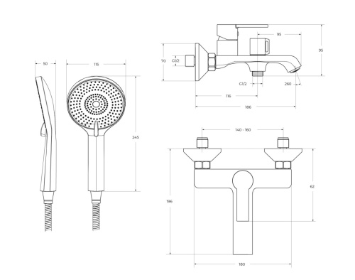 Смеситель BelBagno AURORA AURORA-VASM-CRM настенный хром - фото 4