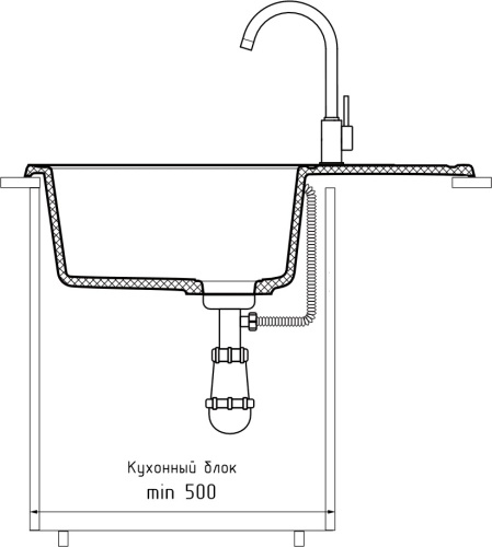 Кухонная мойка Granfest Quarz 18 темно-серый 74х48 цвет темно-серый поверхность матовая - фото 4