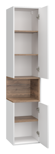 Шкаф-пенал Brevita Bergen BER-05035-01-19-ПоП 35х33х165 подвесной цвет белый/коричневый - фото 4