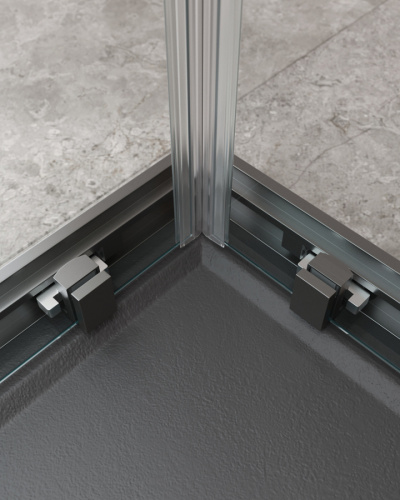 Душевой уголок Cezares MOLVENO MOLVENO-AH-21-90+30-C-GM-IV 120х90 стекло прозрачное профиль оружейная сталь без поддона - фото 4