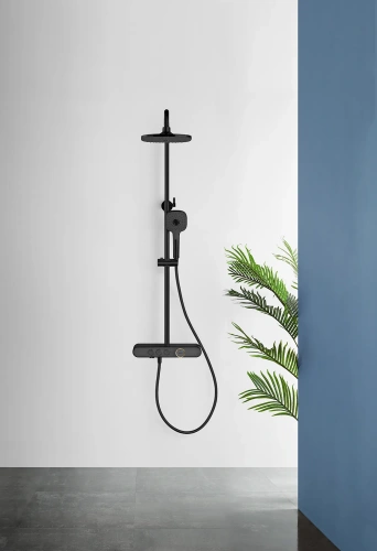 Душевая стойка Arrow AG3323SHMB настенная цвет черный с термостатом - фото 4