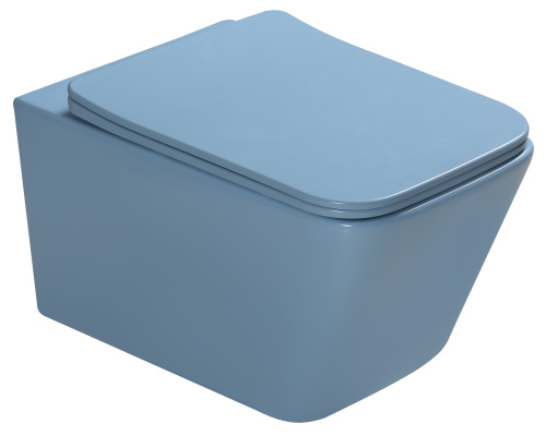 Унитаз подвесной SantiLine SL-5007BL цвет голубой матовый с сиденьем микролифт безободковый смыв воронка-водоворот - фото 5
