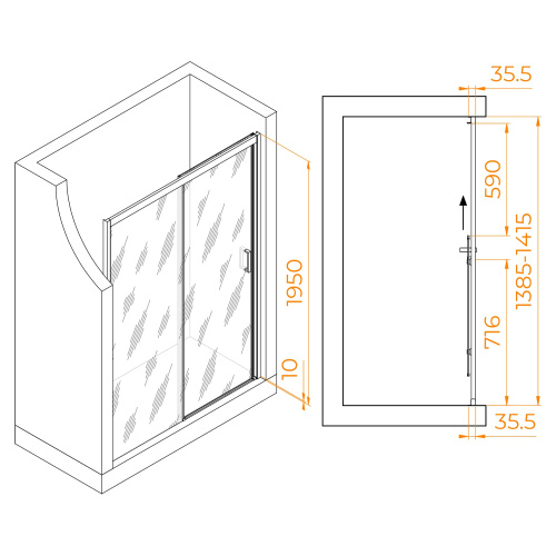 Душевая дверь RGW Passage 350801714-24 140х195 стекло матовое профиль черный - фото 5