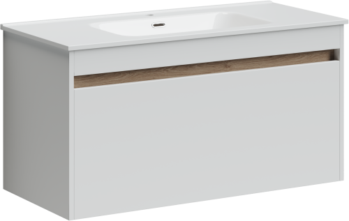 Тумба под раковину Sancos Smart SM100W 99х45х50 подвесная цвет белый - фото 2