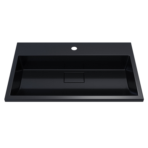 Раковина из литьевого мрамора Uperwood Barsa 3939193462 70х45 полувстраиваемая цвет черный - фото 5