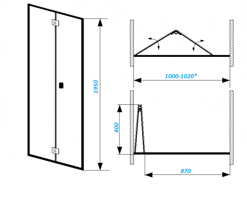 Душевая дверь Cerutti SPA BELLA D101T 100х195 стекло прозрачное профиль хром глянцевый - фото 5
