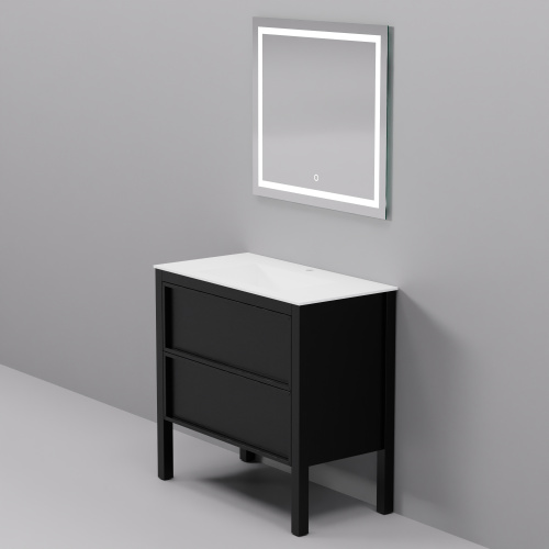 Тумба с раковиной+зеркало Art Decco Elisa (Элиса) AES09F78S1M0 90x45x85 напольная цвет черный дуб - фото 3