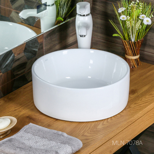 Раковина мебельная из санфаянса Melana MLN-7078A 41 7078A-805 41х41 накладная цвет белый без отверстий под смеситель - фото 3